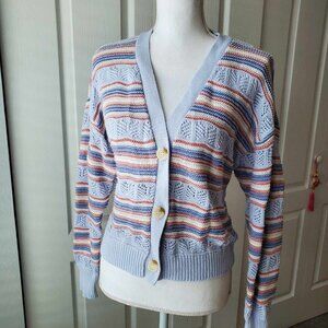 Women’s Forever 21 Light Blue Striped Sweater Size L New
